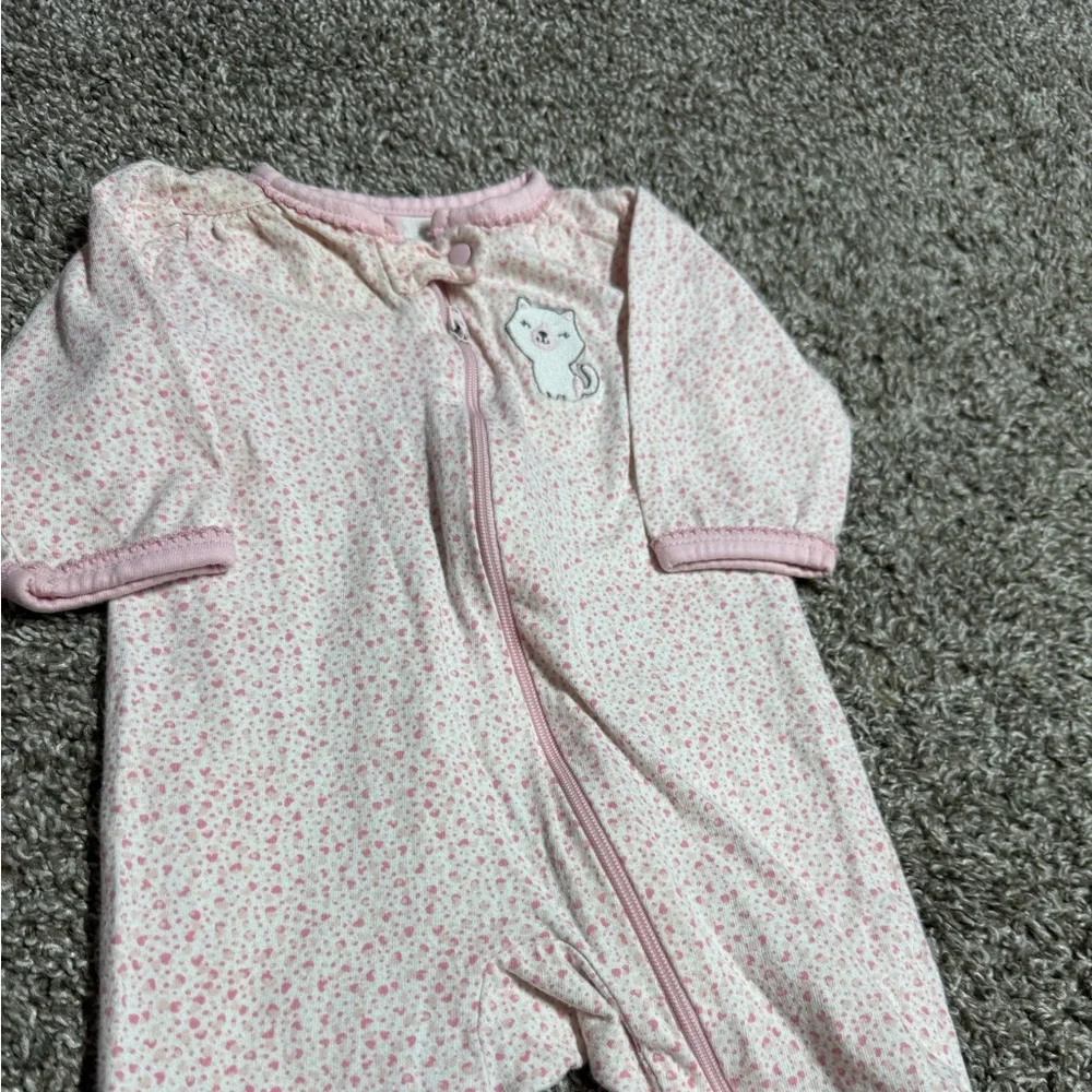 Carter's Baby Girl Pink and White Footie Pajamas Size 3 Months